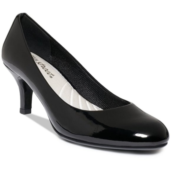 NEW Easy Street Women's Passion Dress Pump Black Patent IN BOX KITTEN HEEL - Picture 1 of 6